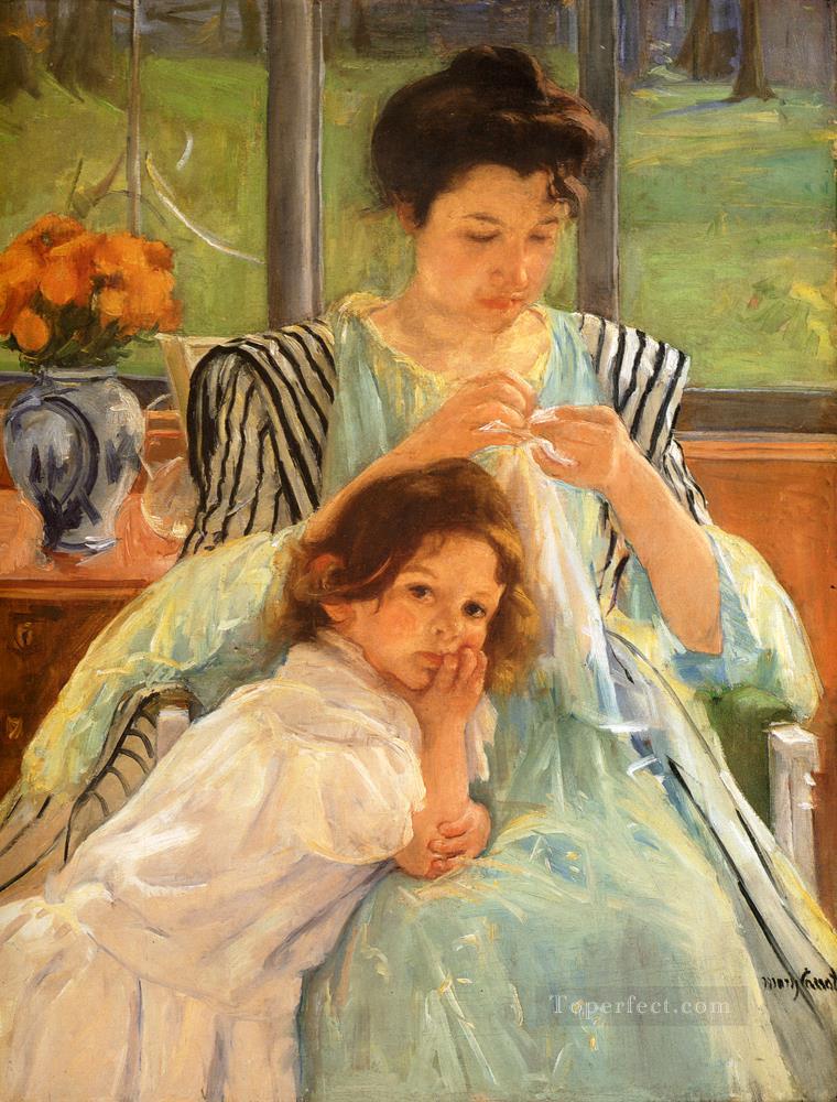 Young Mother Sewing mothers children Mary Cassatt Oil Paintings